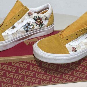 Vans Yellow and White Floral Athletic Shoes
